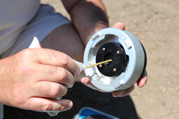 Measuring plant moisture stress in grapes